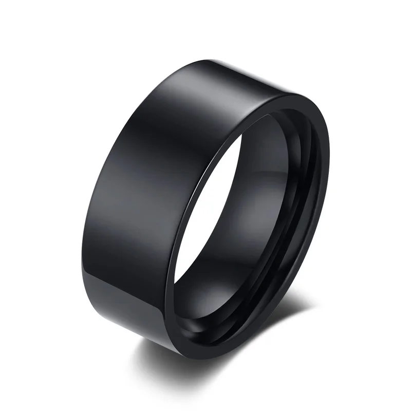 

Simple Wedding Rings for Men 8mm High Polished Black Stainless Steel Male Alliance Jewelry