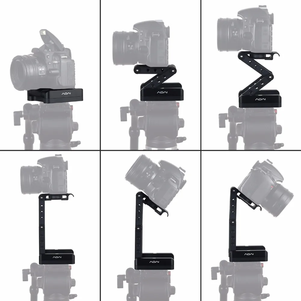 ADAI 360 алюминиевый складной штатив Z Flex с поворотной головкой, Шариковая головка, быстросъемная пластина, подставка для камеры, для Nikon, Canon, DSLRs, слайдеры