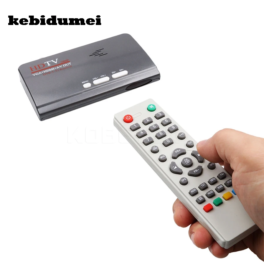

Kebidumei NEW Hot Digital Terrestrial DVB-T/T2 TV Box + Remote Control VGA AV CVBS Tuner Receiver HD 1080P VGA DVB-T2 TV Box