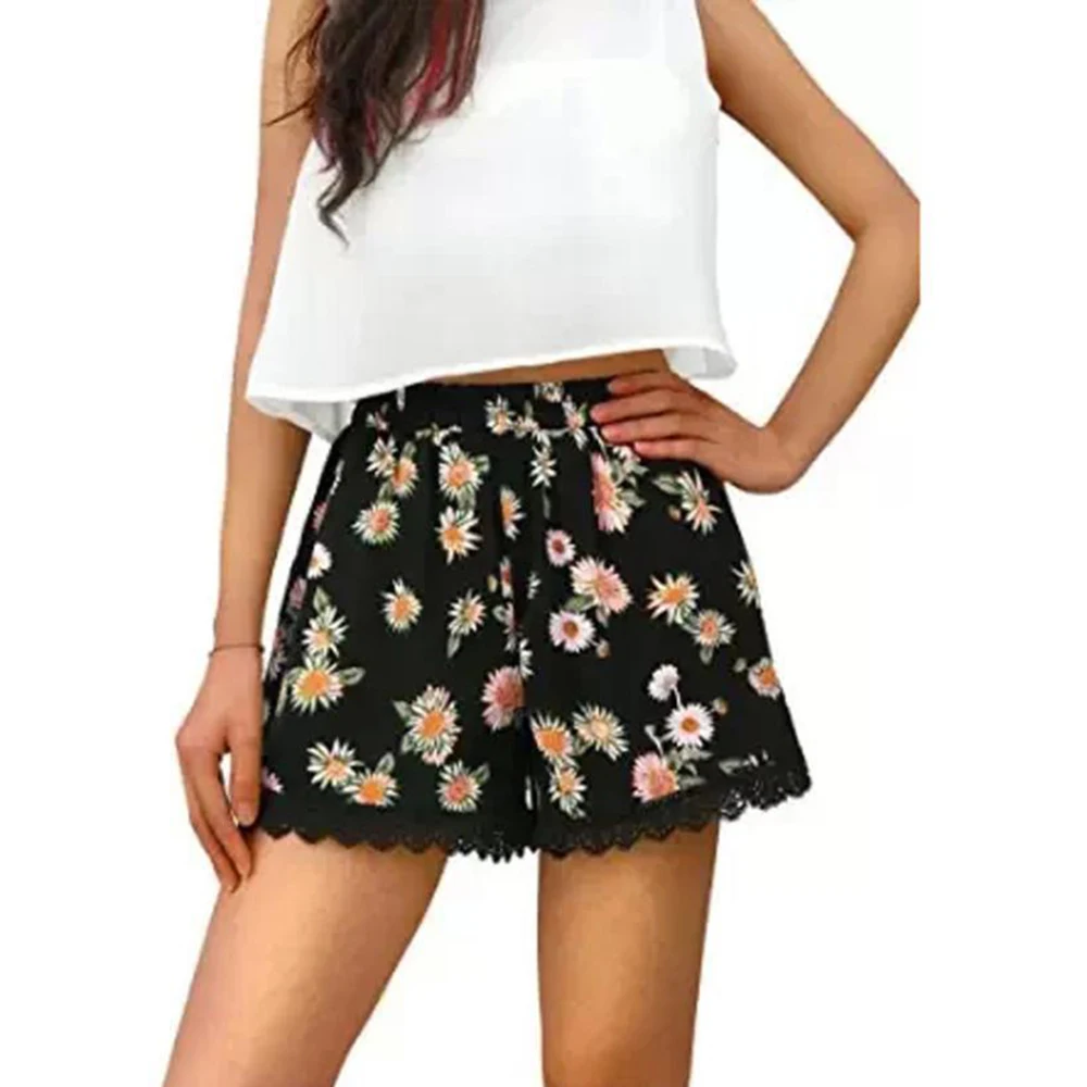 Hot Women Girl Casual Beach Elastic Waist Acetate Summer