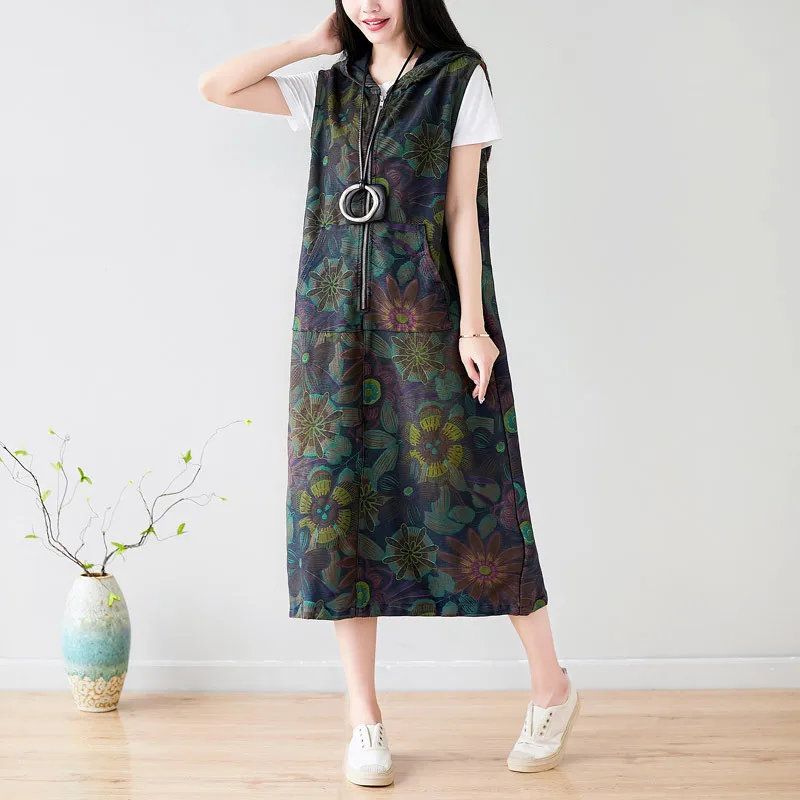 

Spring Summer Print Dresses for Women Sleeveless Boho Casual 2019 Korean Fashion Large Size Dress O-neck Jurken Vestido Sarafan