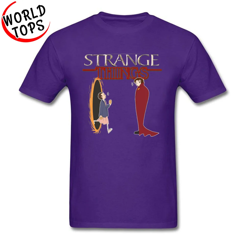 Doctor Strange x Stranger Things Cotton Male Short Sleeve T Shirt Cool Summer/Autumn Tshirts Print Tops & Tees Company O-Neck Doctor Strange x Stranger Things purple