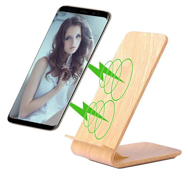 

Wooden Fast Wireless Charger Stand For Iphone X 8 10W 2-Coil Qi Wireless Charging Phone Holder For Samsung Galaxy S9 S8 Note 8