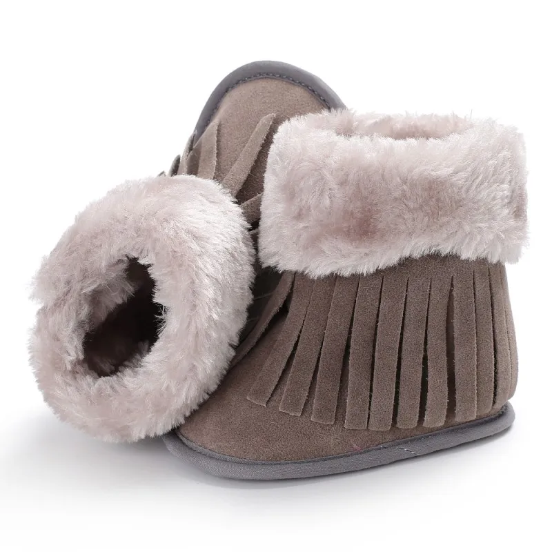 WEIXINBUY/детская обувь; однотонная обувь для маленьких девочек; обувь для малышей с закрытым носком; Плюшевые мокасины для малышей от 0 до 18 месяцев