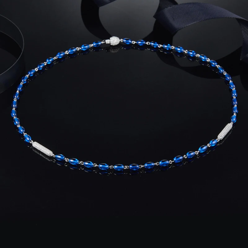 

925 Sterling Silver Inlaid Zircon Hipster Simple Candy Necklace Jewelry Fits Monaco Jewelry with Women's Gift Party Jewelry