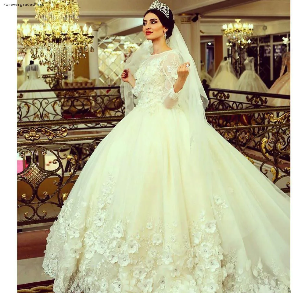 Pink Princess Fancy Wedding Dresses Arabic Dubai Country Garden Bridal Ball Gown 