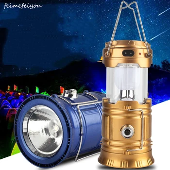 

LED Camping Lantern Rechargeable Solar Lantern Flashlight Outdoor Portable Handheld Lantern Emergency Survival Kit for Outage