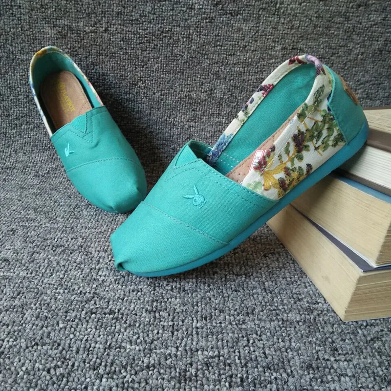 

Flowers Print Canvas Flat Shoes Spring Summer Casual Ladies Fashion Espadrilles Soft Comfortable Light Weight Slip-on Shoes