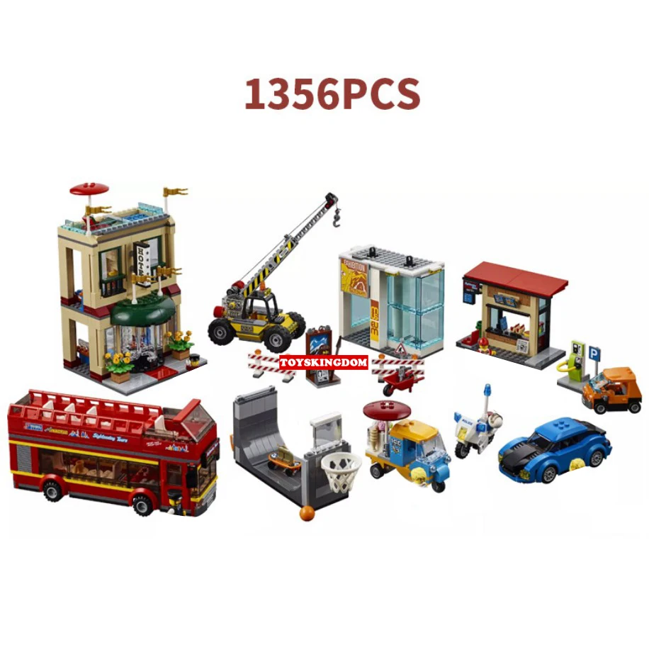 

Capital city building block driver worker figures bus car crane hotel Museum Restaurant Gas station Motorcycle brick 60200 toy