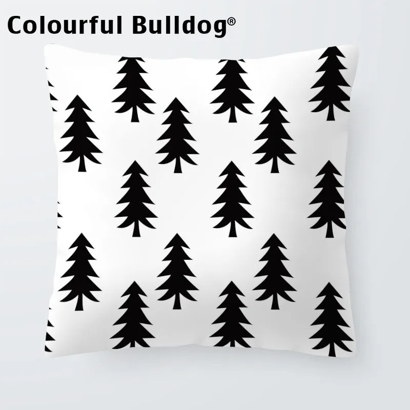 الجملة رمادي أسود أبيض أشجار زائد رمي غطاء وسادة وسادة هندسية تريجون 17*17 في ساحة مكتب المنزل أريكة ديكور