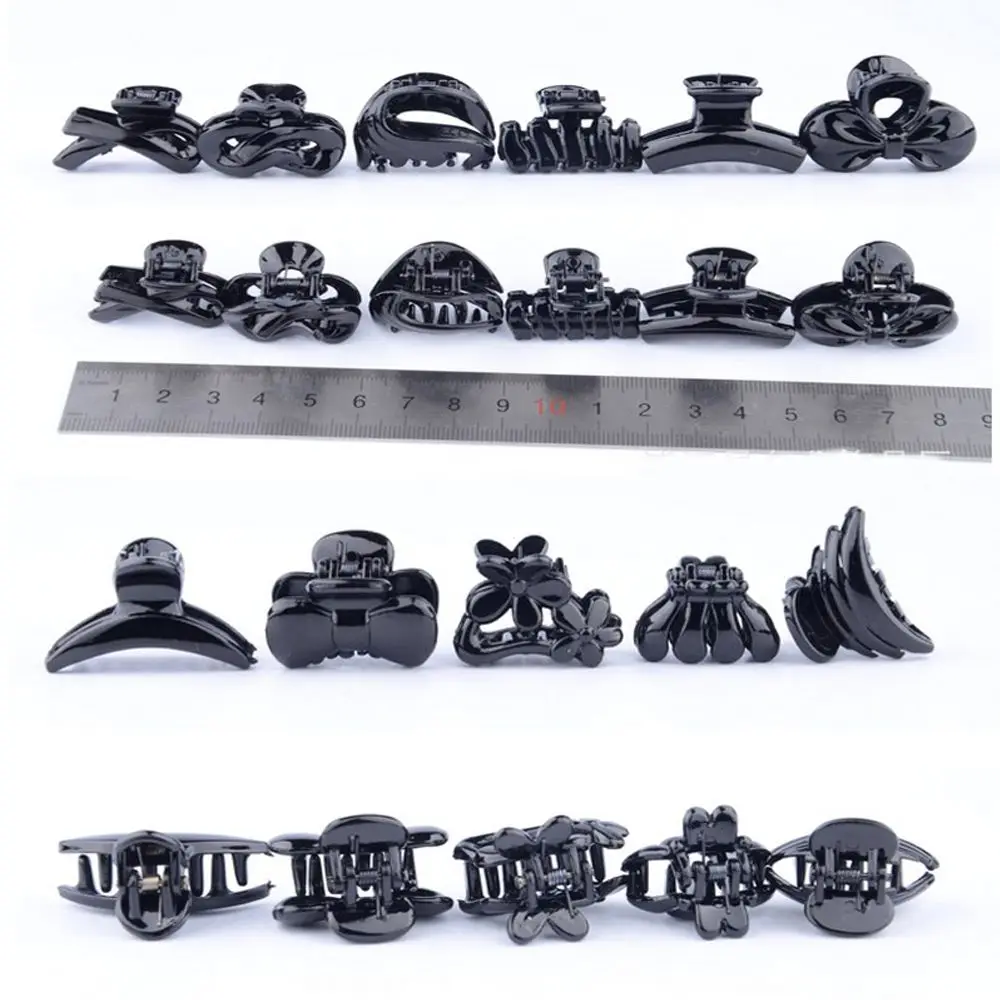 10 Mixed Small Plastic Black Hair Clips Hairpin Claws Clamps Match for Jeans Wear or Evening