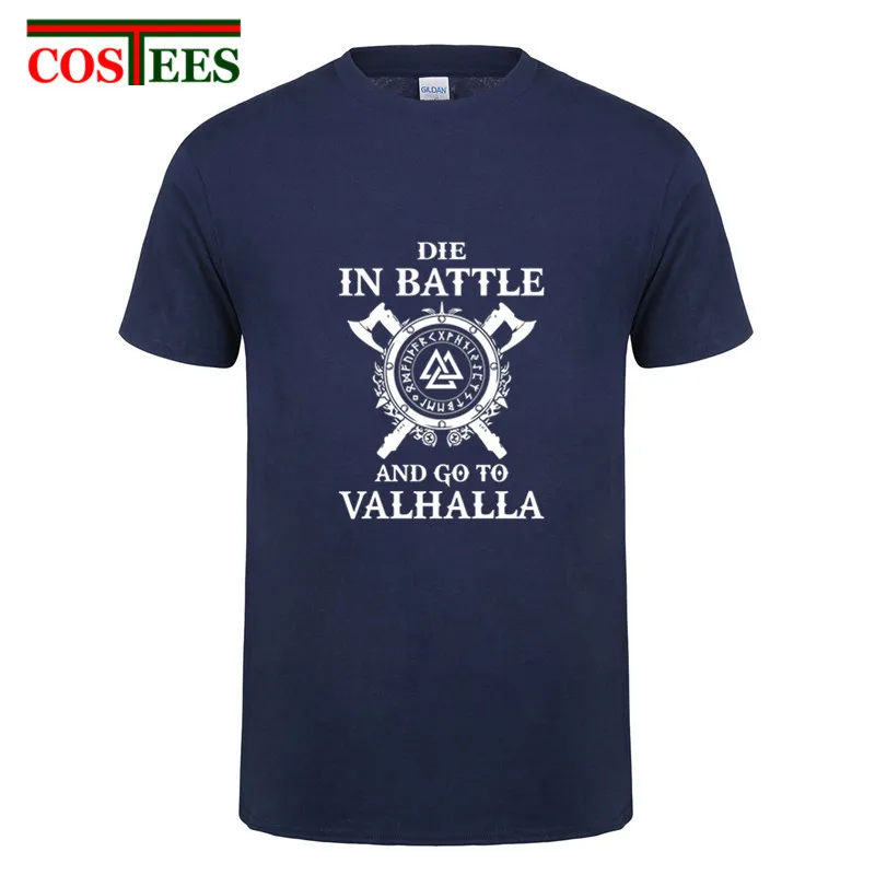 Viking Футболка мужская на заказ Vikings футболка с одином homme Die in Battle go to valhalla camiseta masculina