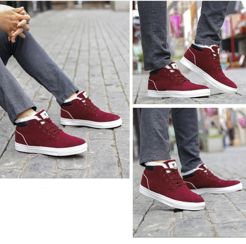 DESERT RAM Brand Men's Winter Shoes Man Big Size Sneaker Mens Ankle Suede Boots Men Boot Warm Fur Male Classic Casual Snow Bot (12)