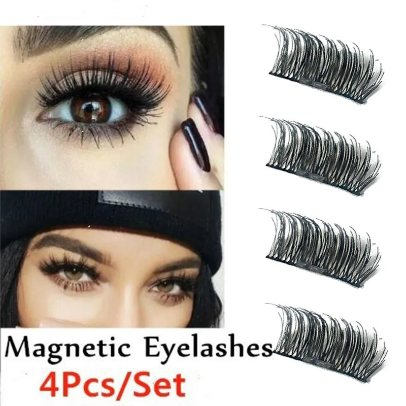 

Professional 3D Double Magnetic Eyelashes Natural No Glue Reusable Fake False Eye Lashes Extension Handmade 4PCS