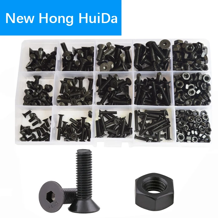 280Pcs M3 Screw Hex Socket Head Cap Screw Bolt Nut Assortment Set with Storage Box Alloy Steel Socket Head Cap Screws