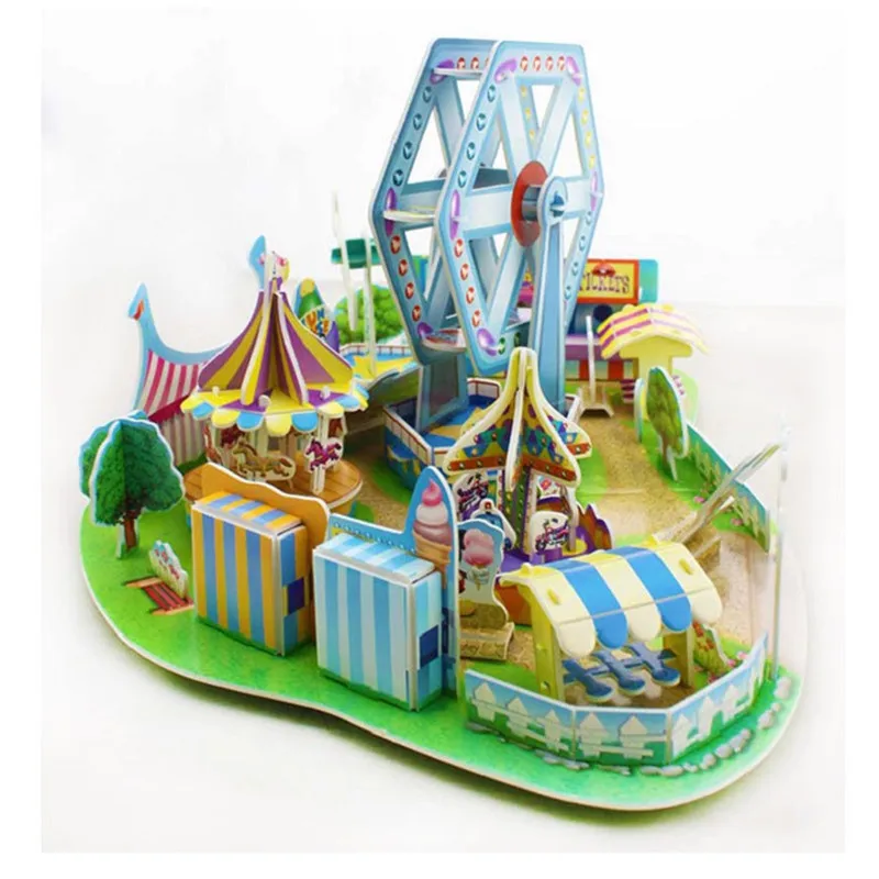 

Disney 3D scene ice snow palace toy puzzle 3D scene Mickey windmill Ferris wheel children's educational toys New Year gift