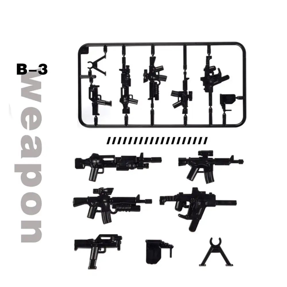 Военная команда спецназа пистолет оружие пакет строительные блоки город солдат полиции фигурка WW2 Военная игрушка строитель серии игрушки 30 - Цвет: B-3