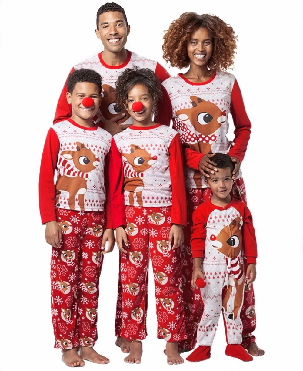 

Christmas Family Pajamas Set Fashion Adult Kids Pajamas set Cotton Nightwear Sleepwear Red Pyjamas Family Matching Clothes