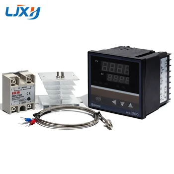 

LJXH 4 in 1 Set C900 PID controller with 25da40da75da Solid State Relay with Heat Sink with 1m M6 Type K Thermocouple