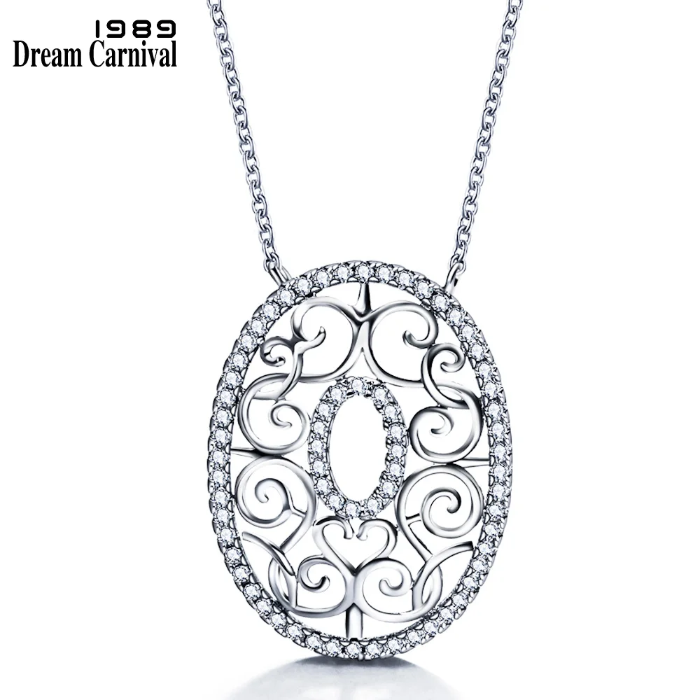 Waliicorners Deluxe Rhodium Color Chain Necklace for Women Spiral Heart Oval Pendant Costume Jewels Collier Bijoux Collana 5