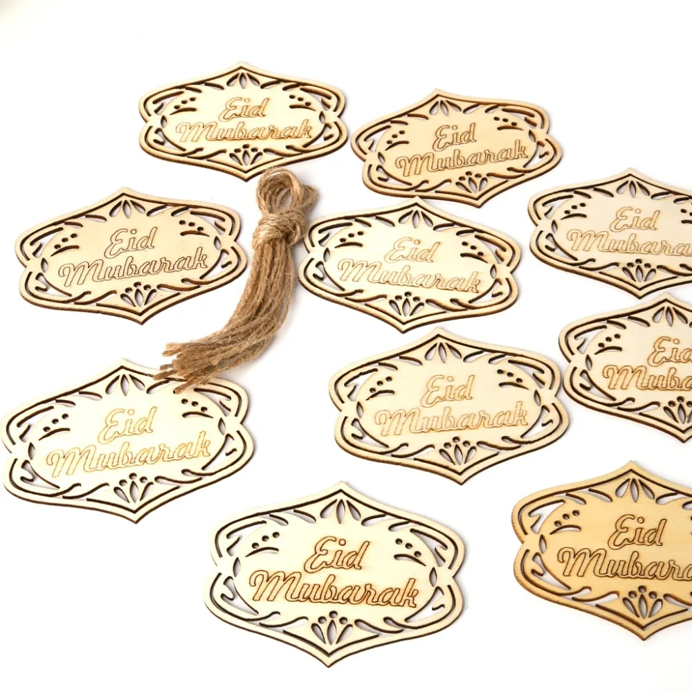 

10Pcs/set Eid Mubarak Muslim Islam Ramadan Decorations Hanging Pendant Plaque Sign Ornament DIY Wall Home Decor Party Supplies