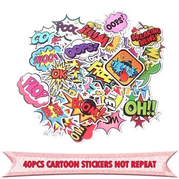 

40pcs Text stickers Creative badges DIY decoratives stickers Cartoon style for DIY wall notebook phone scrapbooking album E0604