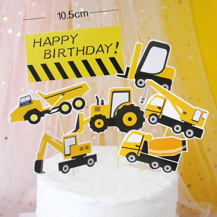 Sous Construction Gateau Topper Camion A Benne Basculante Decoration Construction Panneau De Signalisation Vehicule Voiture Grue Topper Anniversaire Pelle Fete Aliexpress