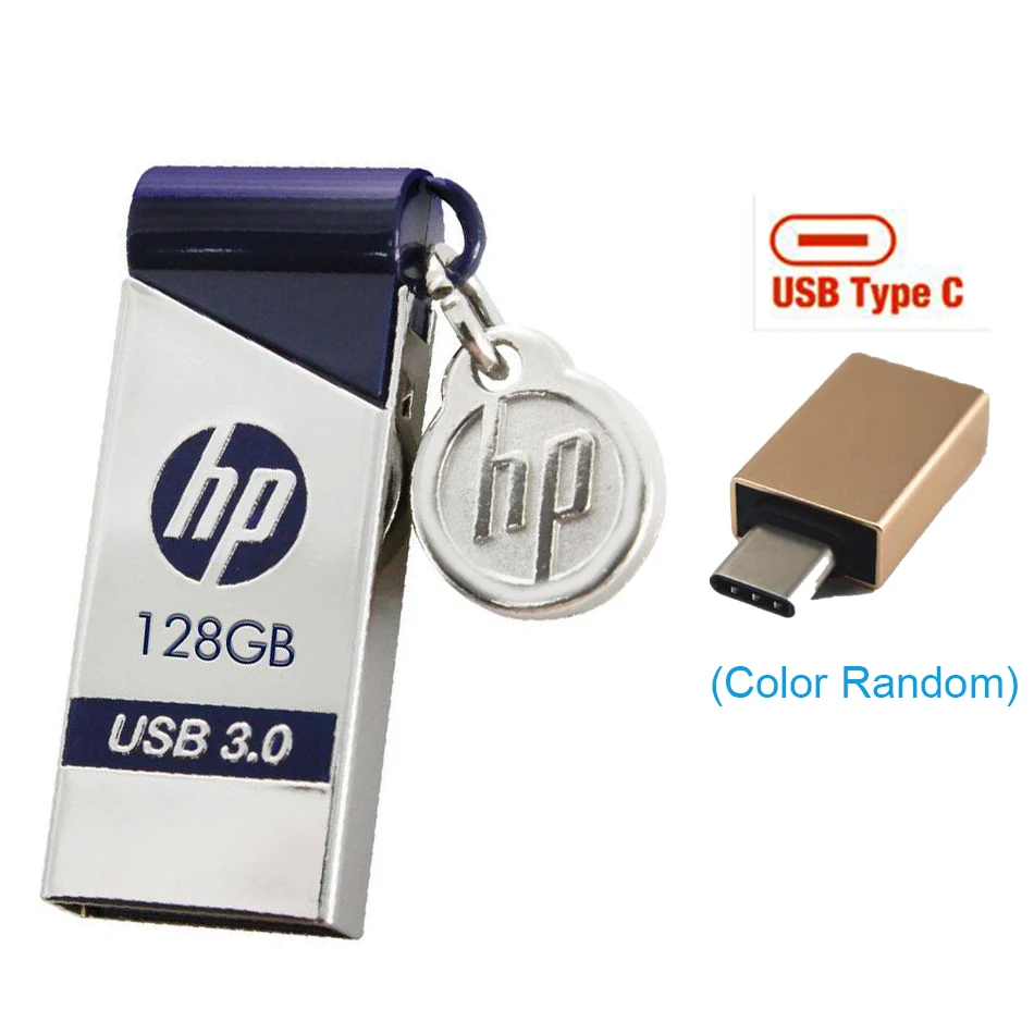 hp X715W USB3.0 высокоскоростной USB флеш-накопитель 16 ГБ 32 ГБ 64 Гб 128 Гб Водонепроницаемый Противоскользящий флеш-накопитель для компьютера и автомобиля - Цвет: Free Type-c adapter