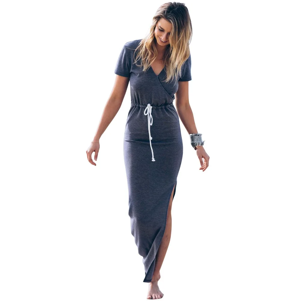 Buy Cheap Maxi dress V neck split women summer long dress