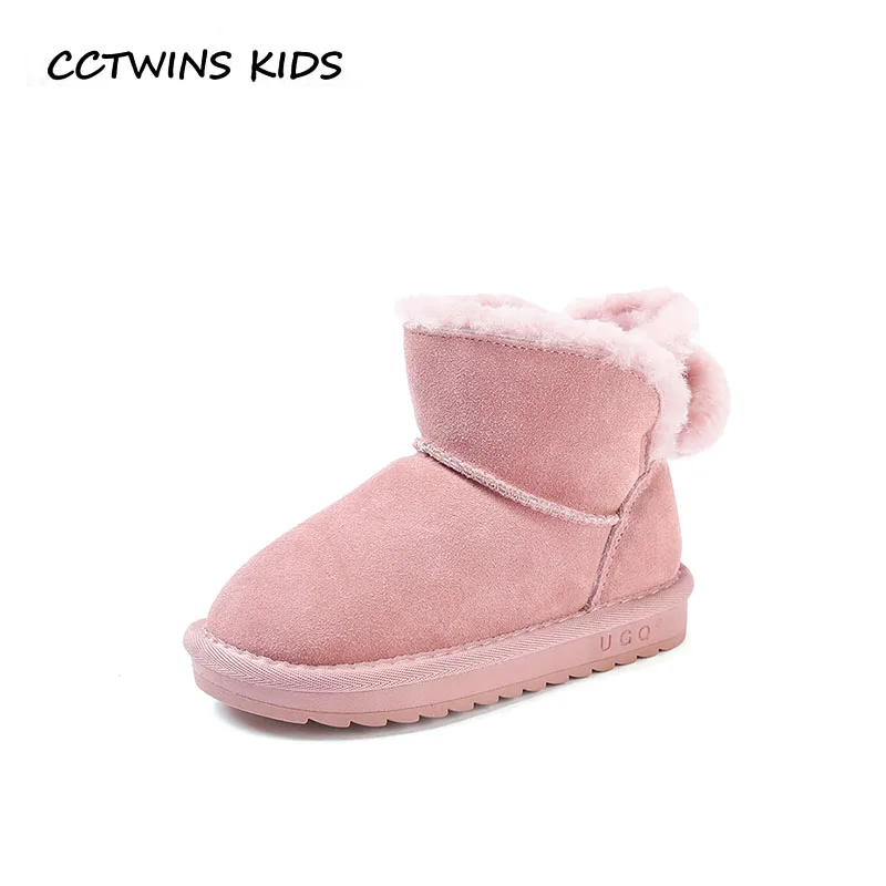 

CCTWINS KIDS 2018 Winter Children Fashion Leather Suede Shoe Baby Brand Warm Mid Calf Boot Girl Black Snow Boot CS1613