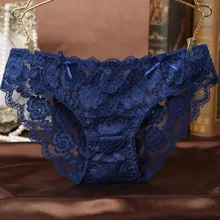 QA1022 Women lace bow briefs rose embroidery hollow out sexy lingerie modal crotch comfortable female panties