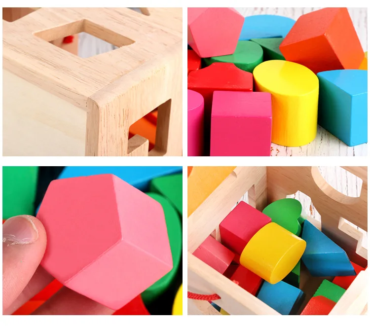 Дропшиппинг Форма кубик с прорезями классическая деревянная игрушка, легко для захвата Форма s, крепкая деревянная конструкция 13/16/17 шт