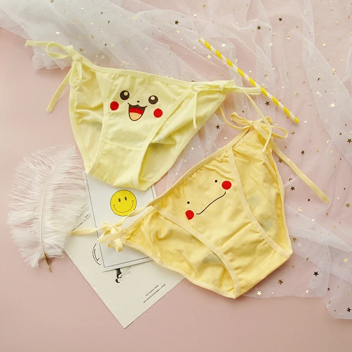 Pikachu/милые штаны для девочек Милые трусики с поясом и низкой талией Женские