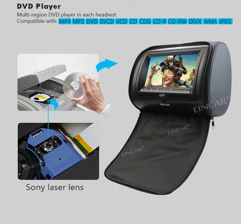 Flash Deal Car vehicle cd DVD palyer 2xHeadrest pillow Monitor mp3/mp4/cd SD/USB 32 bit Games player FM IR car seat headrest+2 IR headphone 12