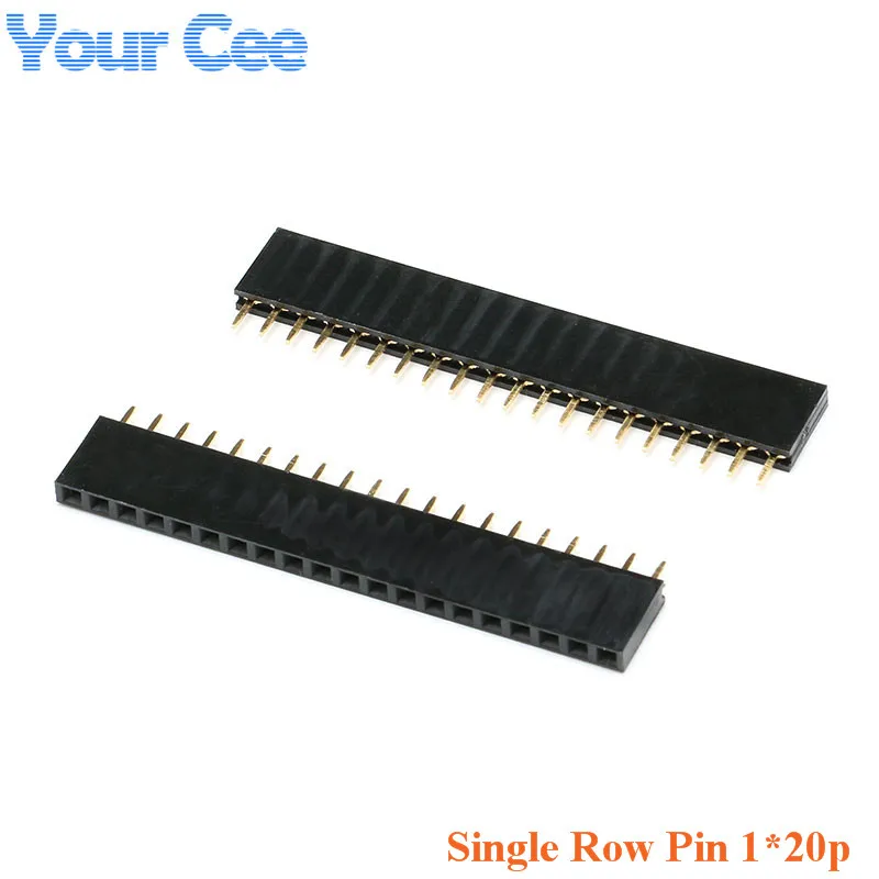 

20 pcs 20P 20pin Female Single Row Straight Pin Header Pitch 2.54mm Socket Connector New 1*20 Pin Needle Strip