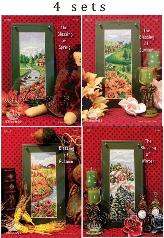 

Gold Collection Counted Cross Stitch Kit dome The Blessing of Spring Summer Autumn Winter Seasons Four Season dome, 4 sets