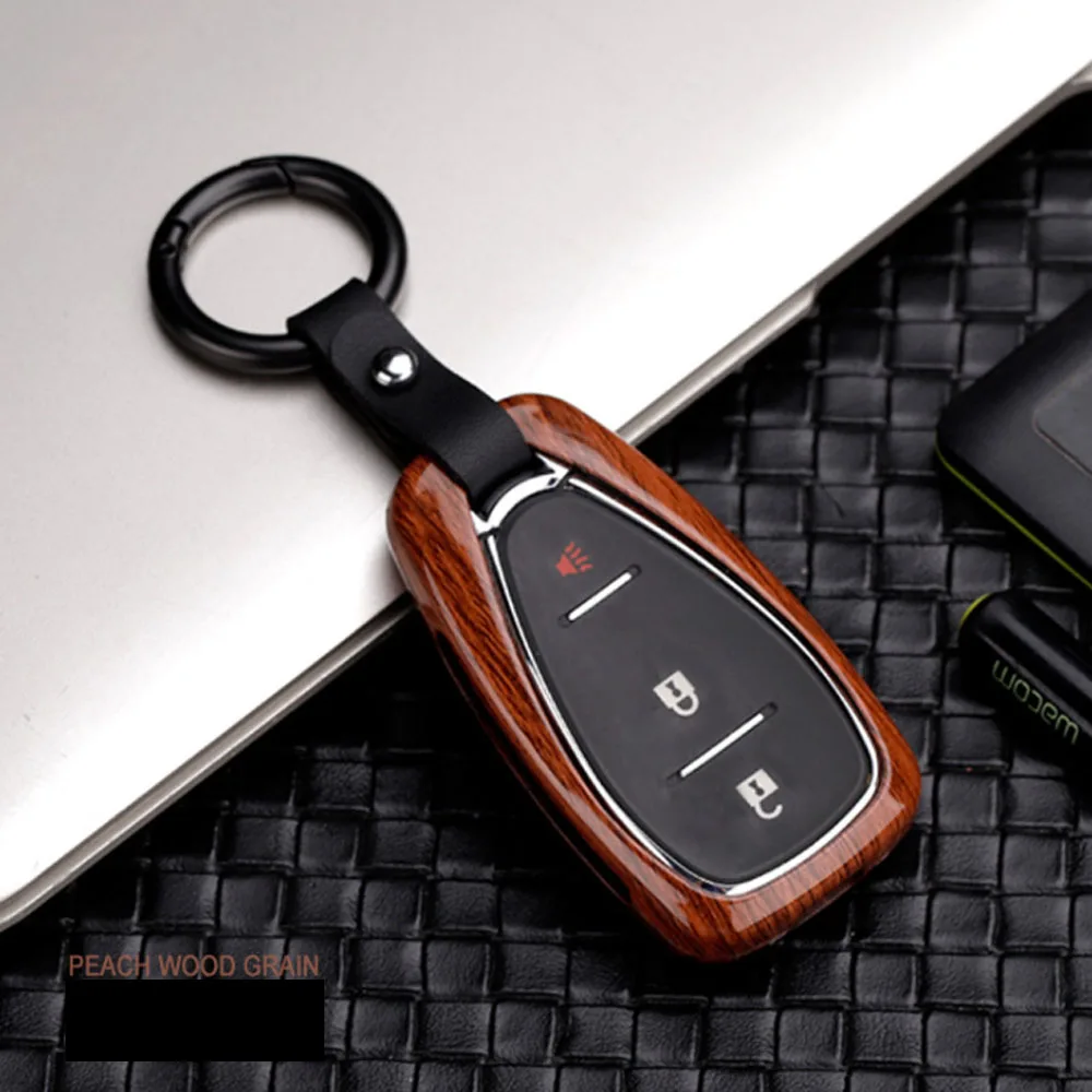 Держатель для ключей из углеродного волокна, чехол для Chevrolet camaro Cruze Malibu Volt Malibu spark sonic camaro - Название цвета: Peach wood grain