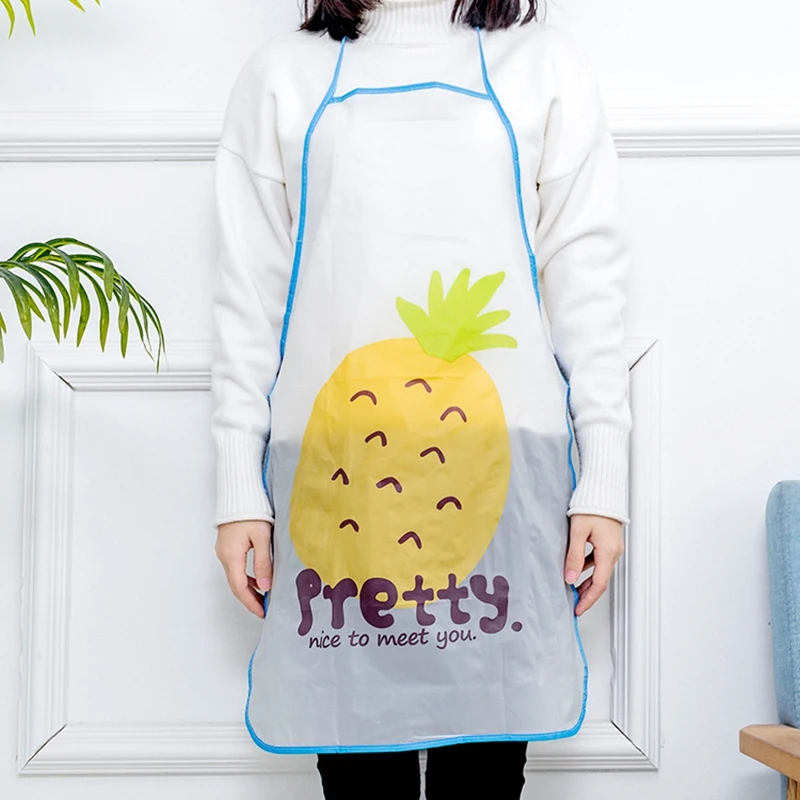 

Cartoon Fruit Transparent Waterproof Anti-oil Apron For Woman Kitchen Cooking Restaurant Tools Chef Aprons PVC Bib Tablier