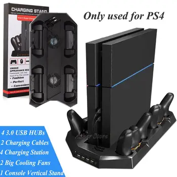 

PS4 Vertical Stand 4 Controller Charger Charging Dock Cooler Cooling Fan for Sony Playstation 4 Play Station PS 4 Accessories