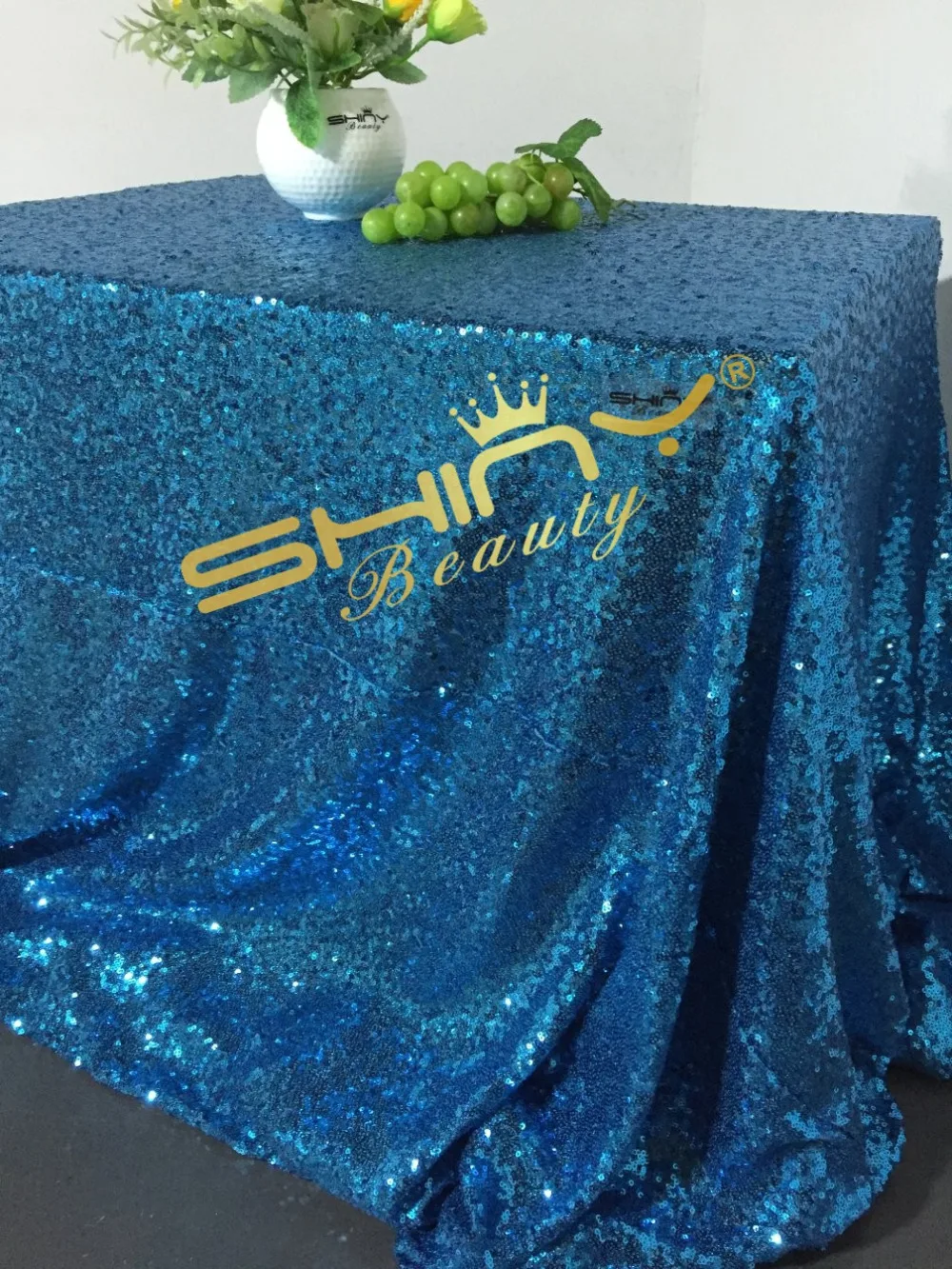 ShinyBeauty 90x132-Inch-225x330CM Квадратная бирюзовая скатерть с блестками, сверкающий стол с блестками-больше вариантов цвета-R