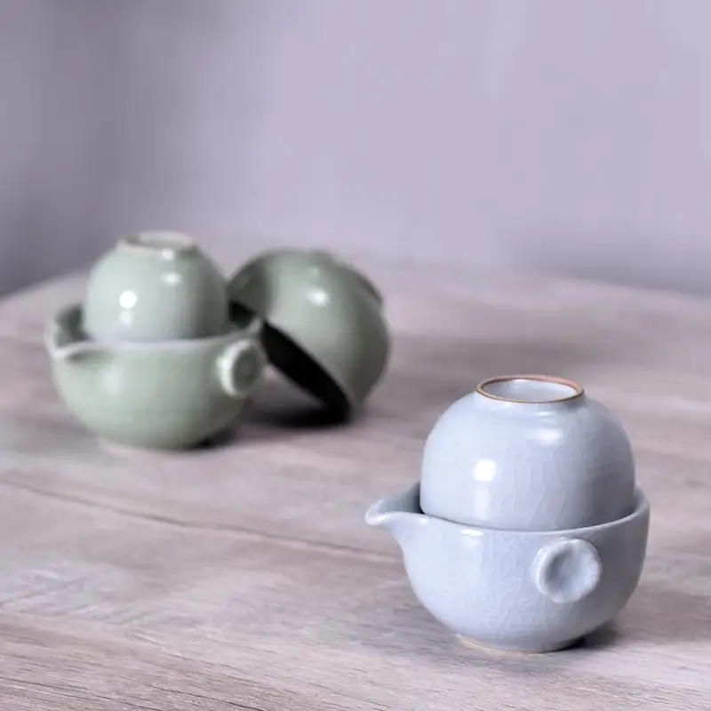Chinese Kung Fu Tea Set Green Ceramic Portable Teapot Set Outdoor Travel Gaiwan Tea Cups Of Tea Ceremony Teacup Family Home Gift Chinese Kung Fu Tea Set Green Ceramic Portable Teapot Set Outdoor Travel Gaiwan Tea Cups Of Tea Ceremony Teacup Family Home Gift
