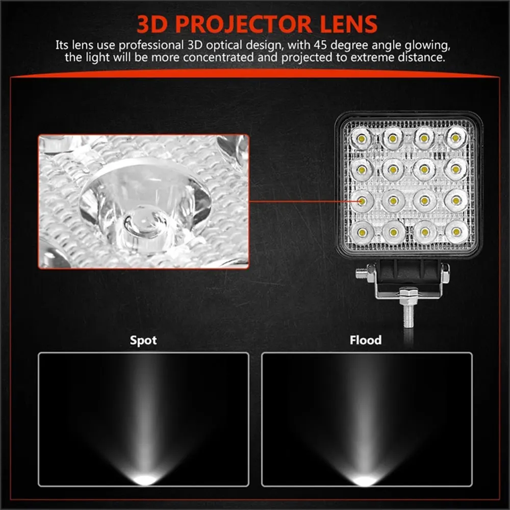 4 дюйма 42 Вт 48 Вт светодиодный рабочий светильник внедорожный автомобиль 4WD грузовик Трактор Лодка прицеп 4x4 ATV SUV 12 24 В точечный прожектор 4,2 ''светодиодный светильник для вождения