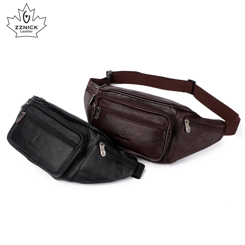 Najtaniej Skórzana torba na biodro mężczyźni saszetka biodrowa w talii torebka saszetka na pasek mężczyźni łańcuszek na talię torba na etui na telefon Bolso ZZNICK