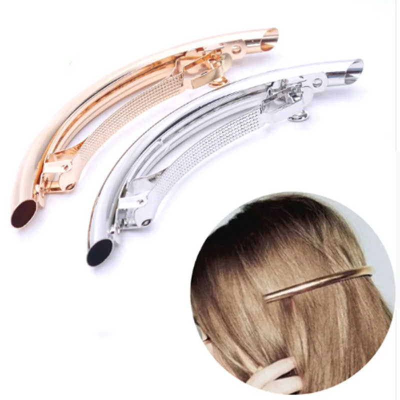 1 шт. женские модные заколки для волос металлические позолоченные/посеребренные простые трубка дугой большие заколки для волос шпильки аксессуары для волос