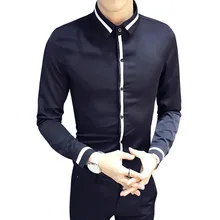 Новая Корейская мужская нейтральная рубашка черно-белая Лоскутная рубашка для отдыха мужской однотонный цветной бизнес официальные Сорочки мужские 5z