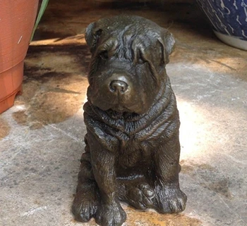 

Chinese Pure Bronze Copper Art Deco Handmade Sculpture Shar-pei Dog Statue G029