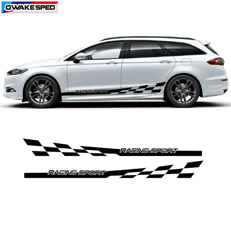 Автомобильная наклейка s Racing Sport Flag Graphics Stripes для Ford Mondeo Vignale ST на боковую юбку