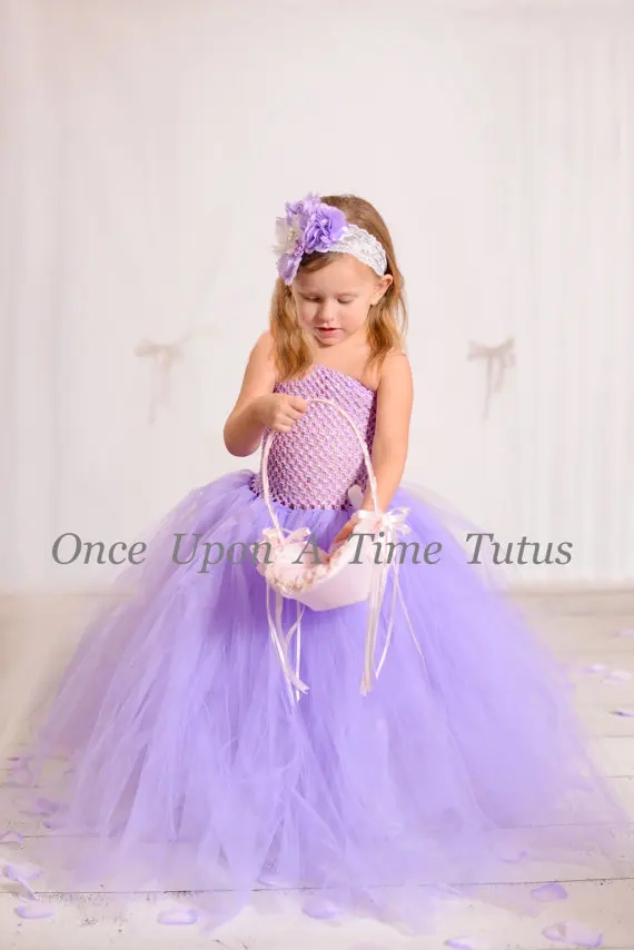 

USA birthday evening prom cloth long party dresspurple tutu tulle baby bridesmaid flower girl wedding dress fluffy ball gown