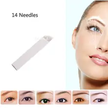 20 шт. в партии 14 булавки стерилизованный нержавеющая сталь 3D вышивка бровей Перманентный макияж Вышивка крестом иглы лезвие