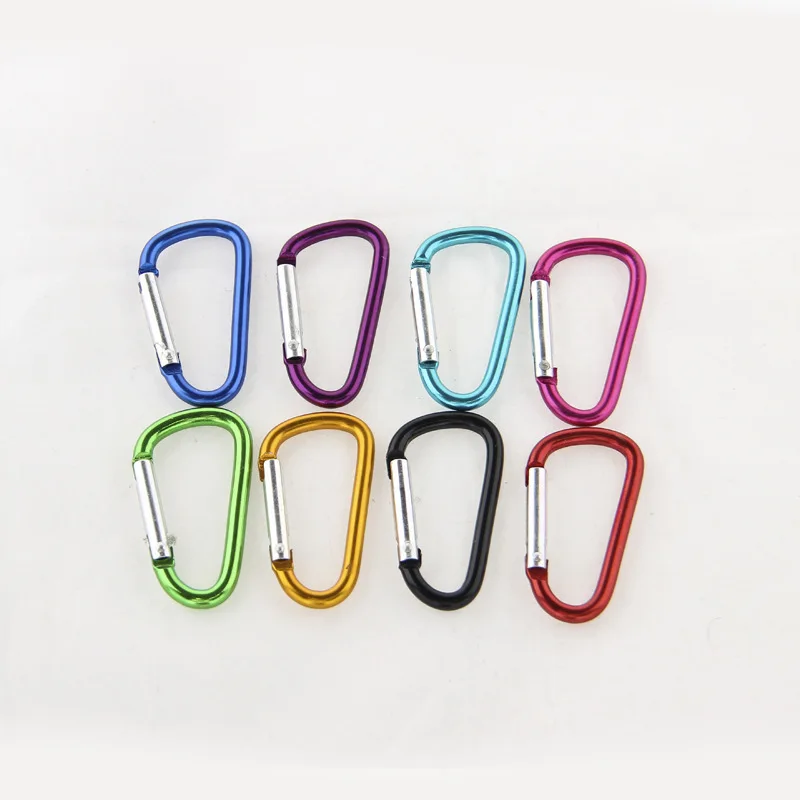 

2"/5cm Assorted Colors D Shaped Aluminum Key Ring Locking Carabiner for Home, Camping , Fishing, Traveling and Keychain 5pcs/lot